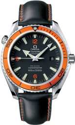 Omega Seamaster Planet Ocean 600M 45.5-2908.50.82 (Black Rubber Strap, Black Arabic/Index Dial, Rotating Orange Ceramic Bezel) (Omega 2908.50.82)