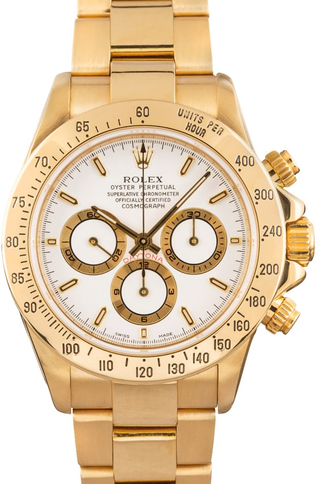 Rolex Daytona 16528 (Yellow Gold Oyster Bracelet, White Dial, White/Gold Subdials)