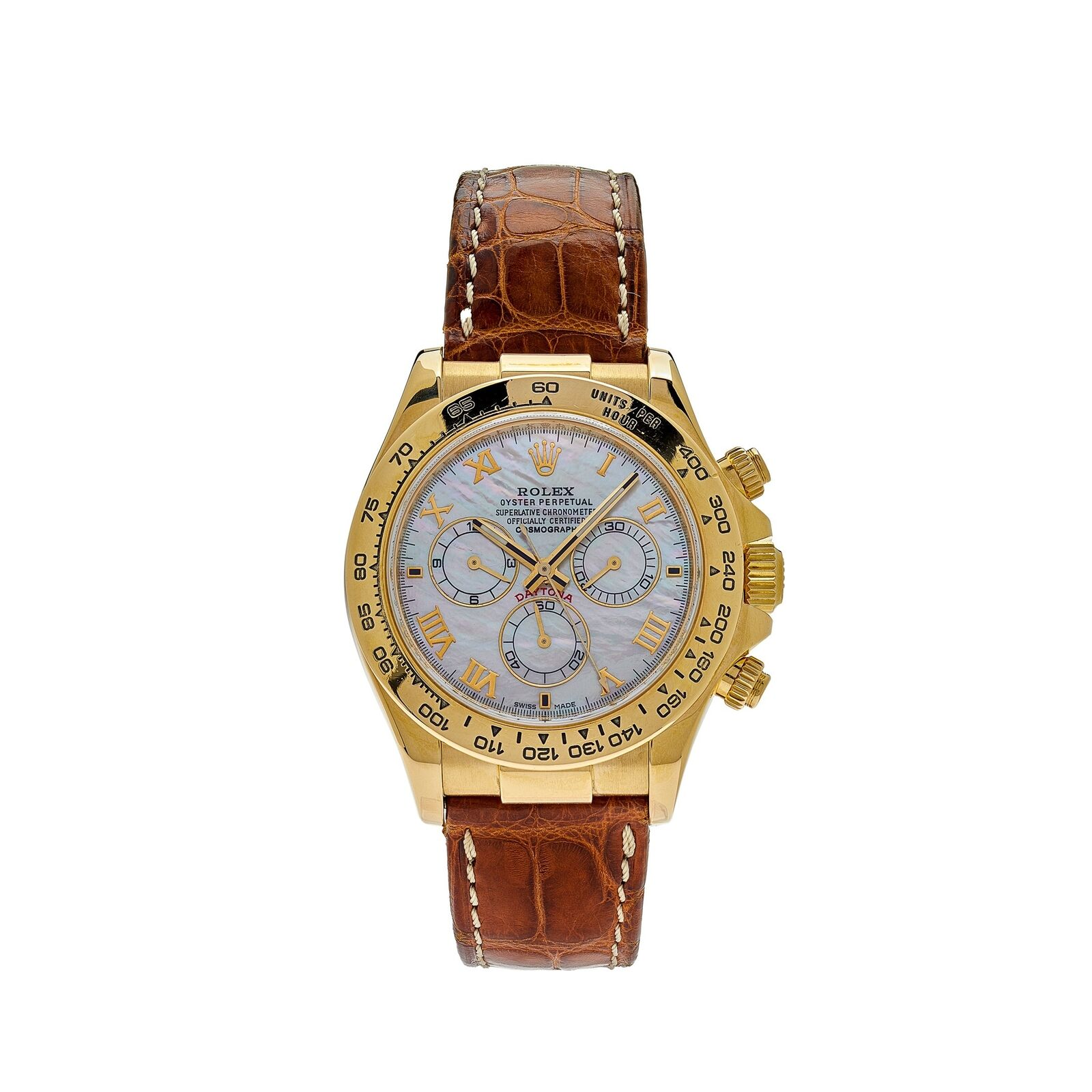 Rolex Daytona 116518 (Brown Leather Strap, MOP Dial, MOP Subdials)