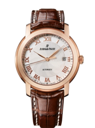 Audemars Piguet Jules Audemars 39-15120OR.OO.A088CR.03 (Brown Alligator Leather Strap, Silver-toned Center Spiral-guilloched Roman Dial, Pink Gold Smooth Bezel) (15120OR.OO.A088CR.03)