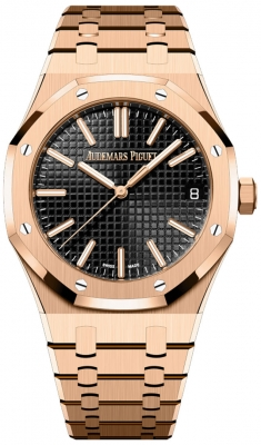 Audemars Piguet Royal Oak 41-15510OR.OO.1320OR.04 (Pink Gold Bracelet, Grande Tapisserie Black Index Dial, Pink Gold Smooth Bezel)