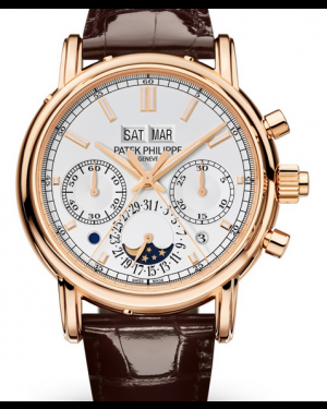 Patek Philippe Grand Complications 40-5204R-001 (Shiny-brown Alligator Leather Strap, Silvery Opaline Index Dial, Smooth Bezel)