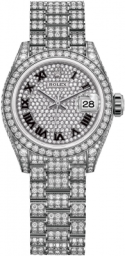 Rolex Lady-Datejust 28-279459RBR (White Gold Diamond-set President Bracelet, Diamond-paved Roman Dial, Diamond Bezel) (m279459RBR-0001)