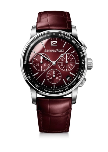 Audemars Piguet Code 11.59 41-26393BC.OO.A068CR.01 (Burgundy Alligator Leather Strap, Smoked-lacquered Burgundy Sunburst Index Dial, White Gold Smooth Bezel)
