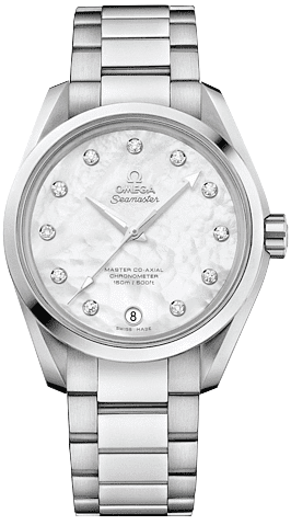 Omega Seamaster Aqua Terra 150M 38.5-231.10.39.21.55.002 (Stainless Steel Bracelet, White MOP Diamond Index Dial, Stainless Steel Bezel)