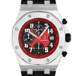 Audemars Piguet Royal Oak Offshore 42-26195ST.OO.D101CR.01 (Black Alligator Leather Strap, Méga Tapisserie Red Arabic Dial, Stainless Steel Smooth Bezel) (26195ST.OO.D101CR.01)