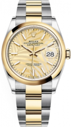 Rolex Datejust 36-126203 (Yellow Rolesor Oyster Bracelet, Golden Palm Index Dial, Domed Bezel) (m126203-0038)