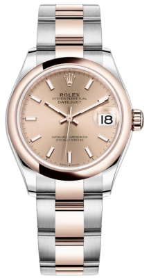 Rolex Datejust 31-278241 (Everose Rolesor Oyster Bracelet, Rosé Index Dial, Domed Bezel)