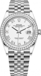 Rolex Datejust 36-126284RBR (Oystersteel Jubilee Bracelet, White Roman Dial, Diamond Bezel) (m126284rbr-0017)