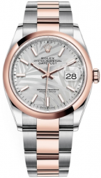 Rolex Datejust 36-126201 (Everose Rolesor Oyster Bracelet, Silver Palm Index Dial, Domed Bezel) (m126201-0032)