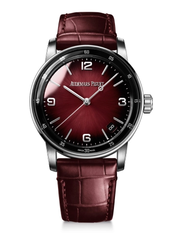 Audemars Piguet Code 11.59 41-15210BC.OO.A068CR.01 (Burgundy Alligator Leather Strap, Smoked Lacquered-burgundy Sunburst Arabic/Index Dial, White Gold Smooth Bezel)