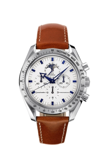 Omega Speedmaster Moonwatch 42-3875.20.37 (Brown Alligator Leather Strap, Ivory Index Dial, White Gold Tachymeter Bezel)