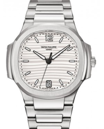 Patek Philippe Nautilus 35.2-7118/1A-010 (Stainless Steel Bracelet, Silver Opaline Wave-motif Arabic/Index Dial, Stainless Steel Smooth Bezel) (7118/1A-010)