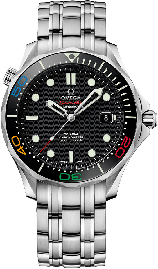 Omega Seamaster Diver 300M 41-522.30.41.20.01.001 (Stainless Steel Bracelet, Wave-embossed Black Dot Index Dial, Rotating Black Ceramic Bezel)