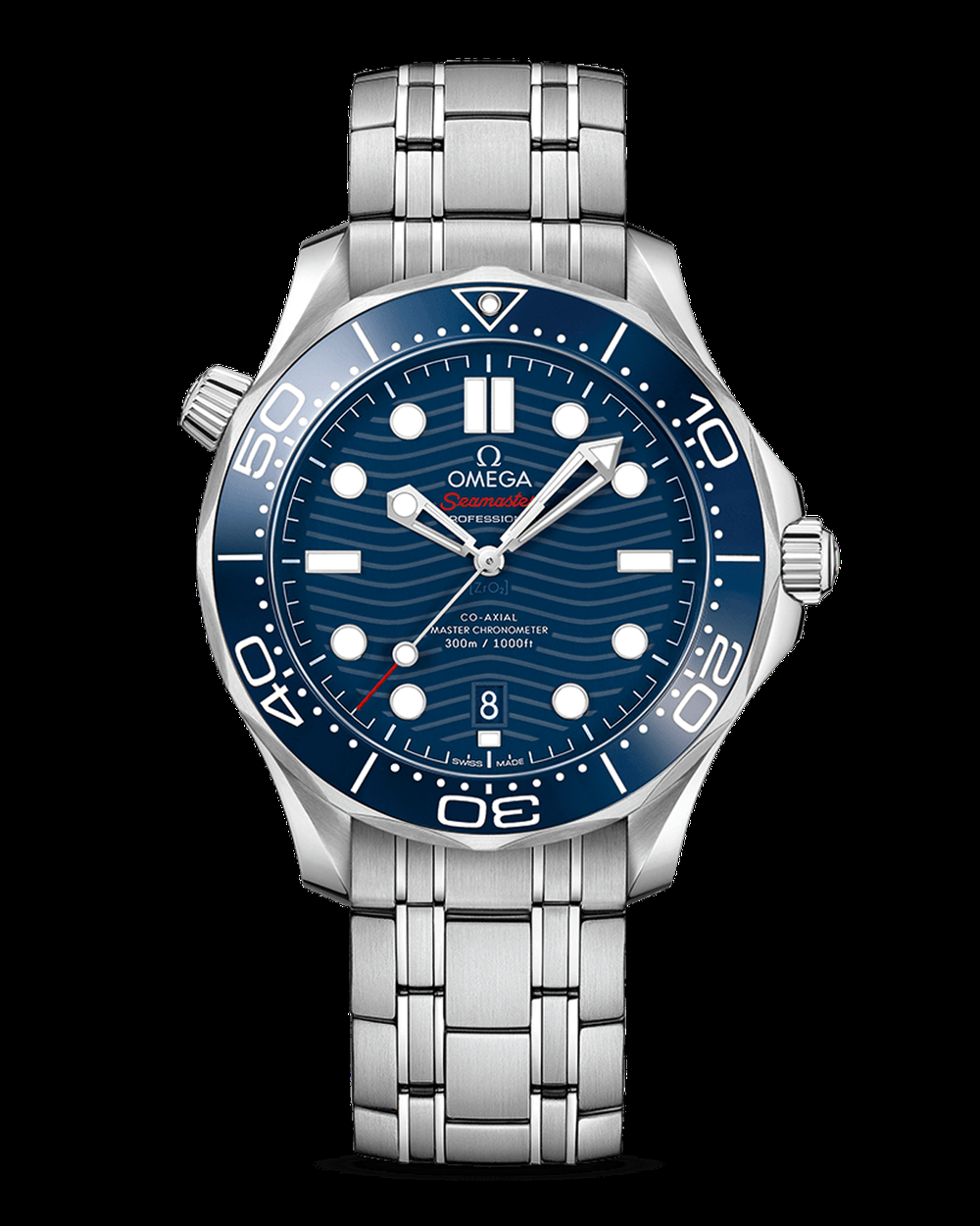Omega Seamaster Diver 300M 41-2531.86.00 (Stainless Steel Bracelet, Wave-embossed Blue Dot Index Dial, Rotating Blue Ceramic Bezel)