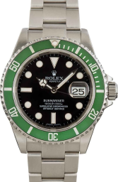 Rolex Submariner 40-16610T (Oystersteel Oyster Bracelet, Black Diver Dial, Green Aluminum Bezel)