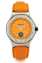 Audemars Piguet Royal Oak Offshore 38-25808ST.O.0009/02 (Orange Alligator Leather Strap, Petite Tapisserie Orange Index Dial, Stainless Steel Smooth Bezel) (25808ST.O.0009/02)