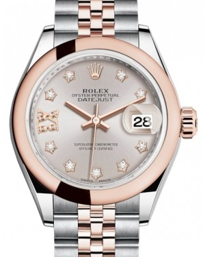 Rolex Lady-Datejust 28-279161 (Everose Rolesor Jubilee Bracelet, Gold Diamond IX-set Sundust Dial, Domed Bezel)