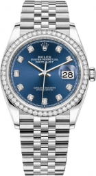 Rolex Datejust 36-126284RBR (Oystersteel Jubilee Bracelet, Gold Diamond-set Bright-blue Dial, Diamond Bezel) (m126284rbr-0029)