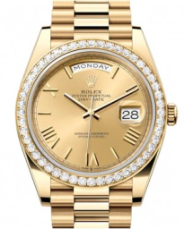 Rolex Day-Date 40-228348RBR (Yellow Gold President Bracelet, Champagne Roman Dial, Diamond Bezel) (m228348rbr-0003)