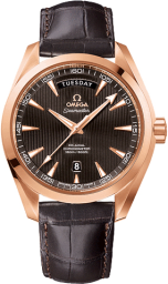 Omega Seamaster Aqua Terra 150M 41.5-231.53.42.22.06.001 (Brown Alligator Leather Strap, Vertical-teak Grey Index Dial, Red Gold Bezel) (Omega 231.53.42.22.06.001)