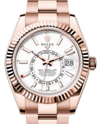 Rolex Sky-Dweller 42-336935 (Everose Gold Oyster Bracelet, Intense-white Index Dial, Fluted Ring Command Bezel) (m336935-0003)