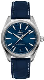 Omega Seamaster Aqua Terra 150M 38-220.13.38.20.03.001 (Blue Alligator Leather Strap, Horizontal-teak Blue Index Dial, Stainless Steel Bezel) (Omega 220.13.38.20.03.001)