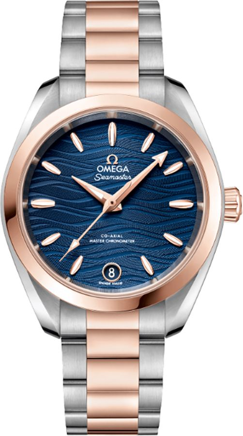 Omega Seamaster Aqua Terra 150M 34-220.20.34.20.03.001 (Stainless Steel & Sedna Gold Bracelet, Wave-embossed Blue Index Dial, Sedna Gold  Bezel)