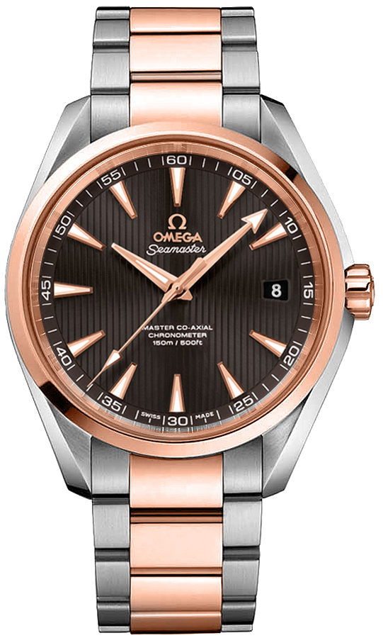 Omega Seamaster Aqua Terra 150M 41.5-231.20.42.21.06.003 (Red Gold & Stainless Steel Bracelet, Vertical-teak Grey Index Dial, Red Gold Bezel)