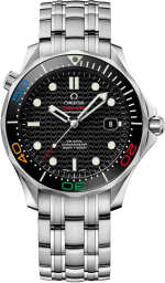 Omega Seamaster Diver 300M 41-522.30.41.20.01.001 (Stainless Steel Bracelet, Wave-embossed Black Dot Index Dial, Rotating Black Ceramic Bezel) (Omega 522.30.41.20.01.001)