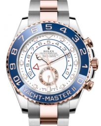 Rolex Yacht-Master II 44-116681 (Everose Rolesor Oyster Bracelet, White Dial, Blue Cerachrom Ring Command Bezel) (m116681-0002)