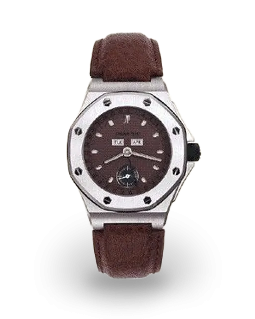 Audemars Piguet Royal Oak Offshore 38-25808ST.O.0009/04 (Brown Alligator Leather Strap, Petite Tapisserie Aubergine Index Dial, Stainless Steel Smooth Bezel)