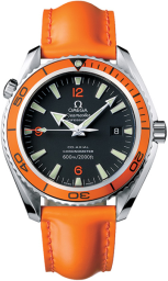 Omega Seamaster Planet Ocean 600M 45.5-2908.50.83 (Orange Rubber Strap, Black Arabic/Index Dial, Rotating Orange Ceramic Bezel) (Omega 2908.50.83)