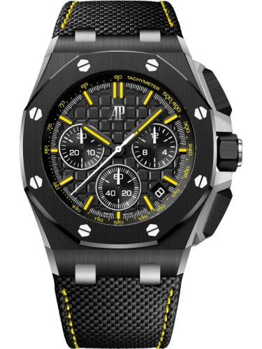 Audemars Piguet Royal Oak Offshore 43-26420CE.OO.A005VE.01 (Black Calfskin Strap, Méga Tapisserie Black Index Dial, Black Ceramic Smooth Bezel)