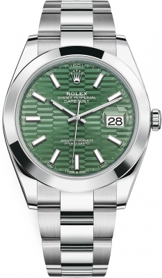 Rolex Datejust 41-126300 (Oystersteel Oyster Bracelet, Mint-green Fluted Index Dial, Smooth Bezel)