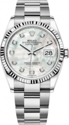 Rolex Datejust 36-126234 (Oystersteel Oyster Bracelet, Gold Diamond-set White MOP Dial, Fluted Bezel) (m126234-0020)