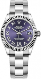 Rolex Datejust 31-278274 (Oystersteel Oyster Bracelet, VI Diamond-set Aubergine Dial, Fluted Bezel) (m278274-0025)