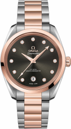 Omega Seamaster Aqua Terra 150M 38-220.20.38.20.56.001 (Stainless Steel & Sedna Gold Bracelet, Glossy-grey Sunburst Diamond Index Dial, Sedna Gold Bezel) (Omega 220.20.38.20.56.001)