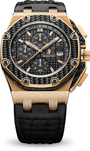 Audemars Piguet Royal Oak OffShore 42-26030RO.OO.D001IN.01 (Black Calfskin Strap, Petite/Méga Tapisserie Black Index Dial, Carbon Fiber Smooth Bezel)