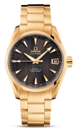 Omega Seamaster Aqua Terra 150M 38.5-231.50.39.21.06.002 (Yellow Gold Bracelet, Vertical-teak Grey Index Dial, Yellow Gold Bezel) (Omega 231.50.39.21.06.002)