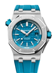 Audemars Piguet Royal Oak Offshore 42-15710ST.OO.A032CA.01 (Turquoise Rubber Strap, Méga Tapisserie Turquoise-blue Index Dial, Stainless Steel Smooth Bezel) (15710ST.OO.A032CA.01)