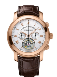 Audemars Piguet Jules Audemars 43-26010OR.OO.D088CR.01 (Brown Alligator Leather Strap, Silver-toned Guilloche Roman Dial, Pink Smooth Bezel) (26010OR.OO.D088CR.01)