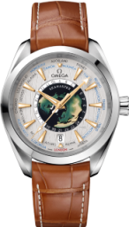 Omega Seamaster Aqua Terra 150M 43-220.93.43.22.99.001 (Brown Alligator Leather Strap, World Sand-blasted Platinum-gold Index Dial, Platinum-gold Bezel) (Omega 220.93.43.22.99.001)