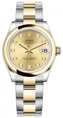 Rolex Datejust 31-278243 (Yellow Rolesor Oyster Bracelet, Gold Diamond-set Champagne Dial, Domed Bezel)