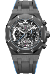 Audemars Piguet Royal Oak 44-26343CE.OO.D002CA.02 (Blue/Grey Rubber Strap, Transparent Sapphire Openworked Black Index Dial, Black Ceramic Smooth Bezel) (26343CE.OO.D002CA.02)