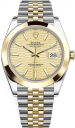 Rolex Datejust 41-126303 (Yellow Rolesor Jubilee Bracelet, Golden Fluted Index Dial, Smooth Bezel)