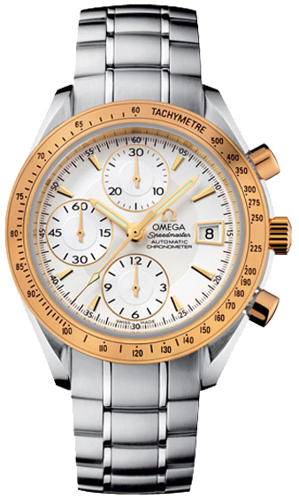 Omega Speedmaster Non-Moonwatch 40-323.21.40.40.02.001 (Stainless Steel Bracelet, Sun-brushed Silver-toned Index Dial, Yellow Gold Tachymeter Bezel)