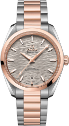 Omega Seamaster Aqua Terra 150M 38-220.20.38.20.06.001 (Stainless Steel & Sedna Gold Bracelet, Wave-embossed Agate-grey Index Dial, Sedna Gold Bezel) (Omega 220.20.38.20.06.001)