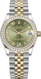 Rolex Datejust 31-278383RBR (Yellow Rolesor Jubilee Bracelet, VI Diamond-set Olive-green Dial, Diamond Bezel)