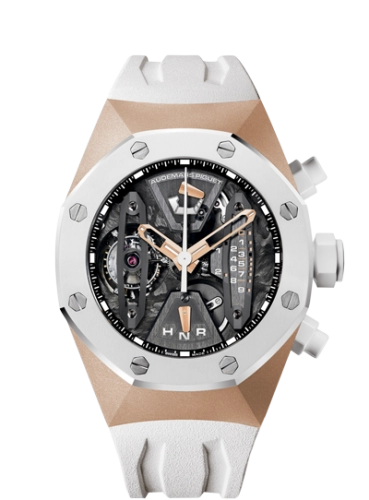 Audemars Piguet Royal Oak Concept 44-26223RO.OO.D010CA.01 (White Rubber Strap, Grey Openworked Dial, White Ceramic Smooth Bezel)